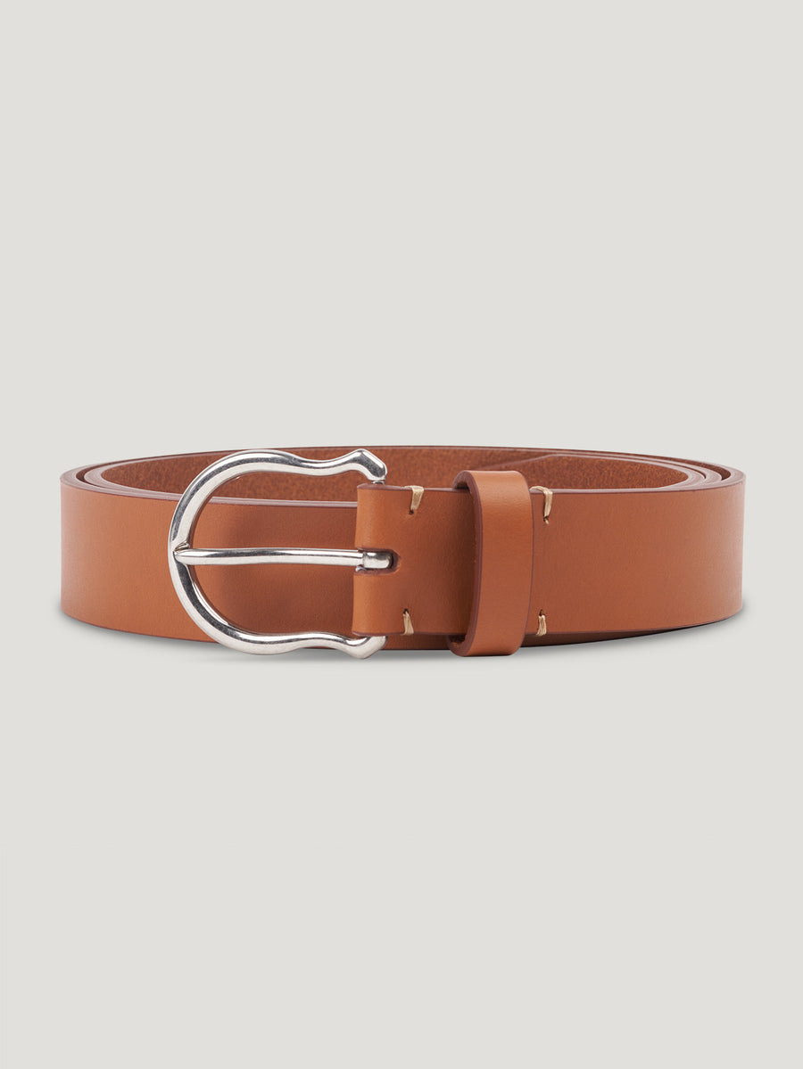 Tan Plain Silver Shield Buckle Belt - Connolly