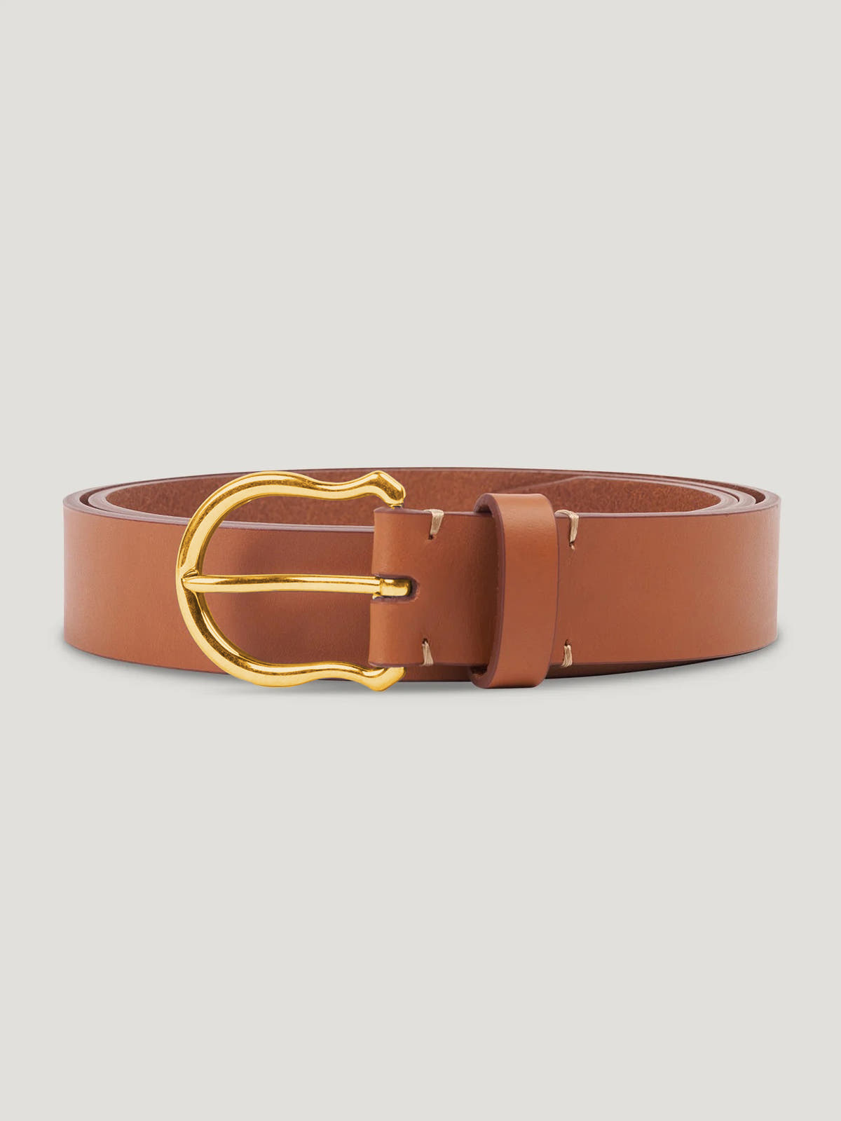 Tan Plain Shield Gold Buckle Belt - Connolly