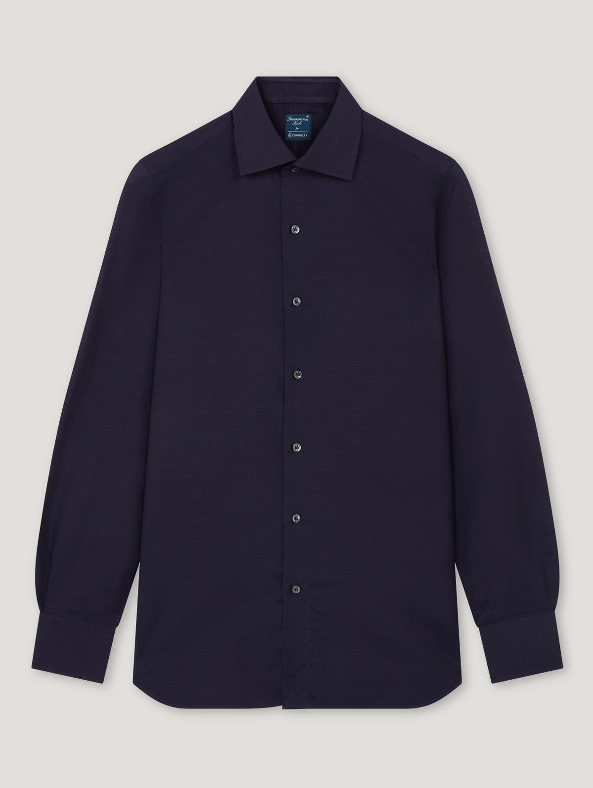 Navy Cotton Linen Hand Finish Shirt - Connolly