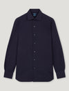 Navy Cotton Linen Hand Finish Shirt