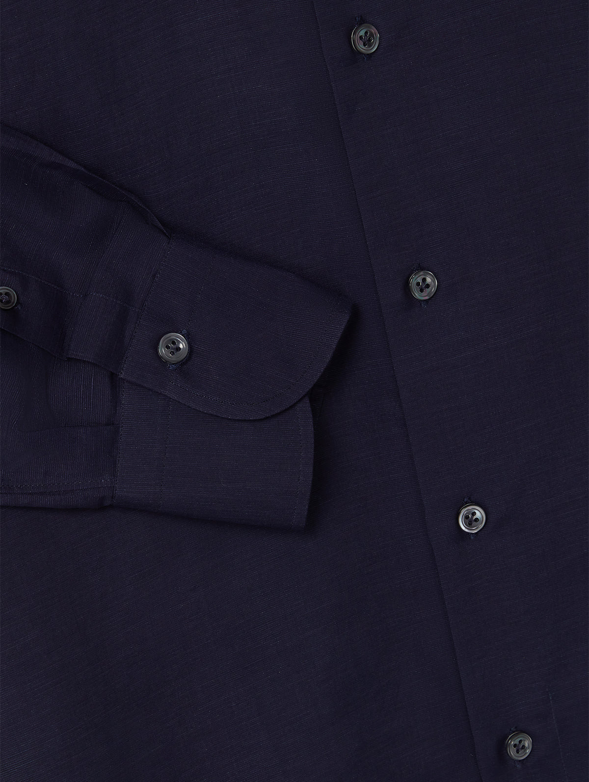 Navy Cotton Linen Hand Finish Shirt - Connolly
