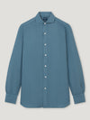 Blue Cotton Silk Hand Finish Shirt