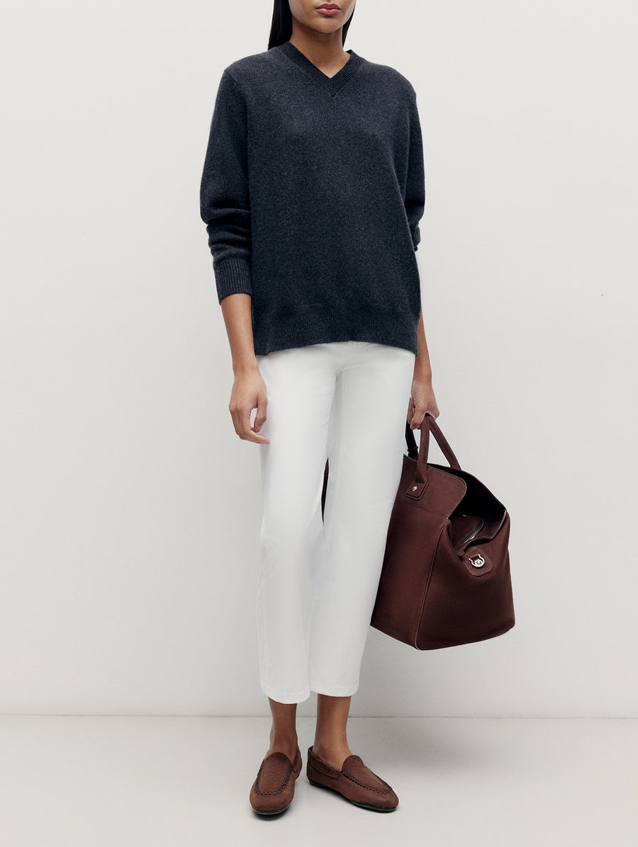 Charcoal 4 Ply Favourite V Neck Sweater