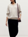 Oat 4 Ply Favourite V Neck Sweater - Connolly