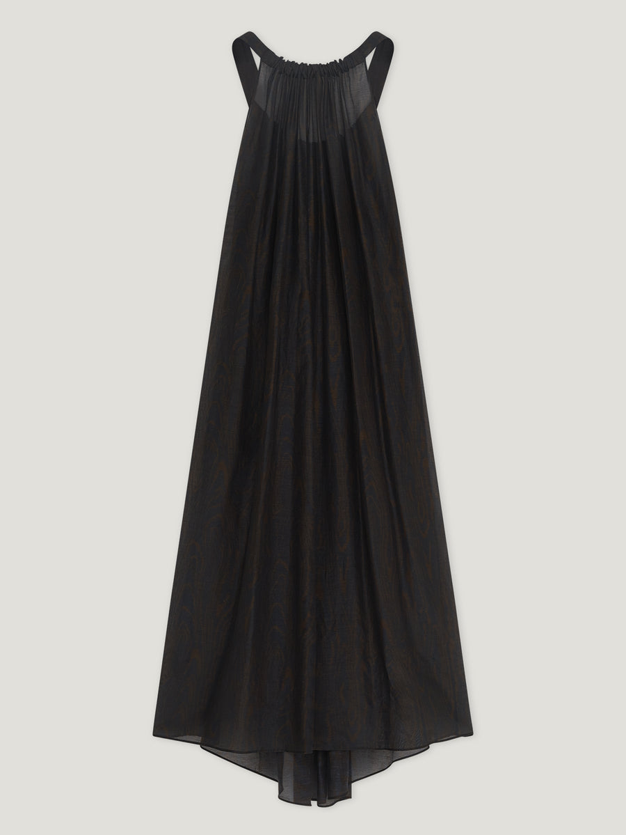 Moire Printed Trapeze Dress - Brown/Black - Connolly