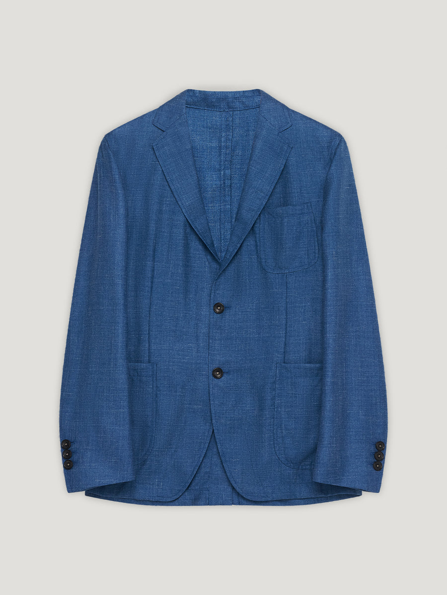 Cobalt Delon Silk Linen Jacket - Connolly