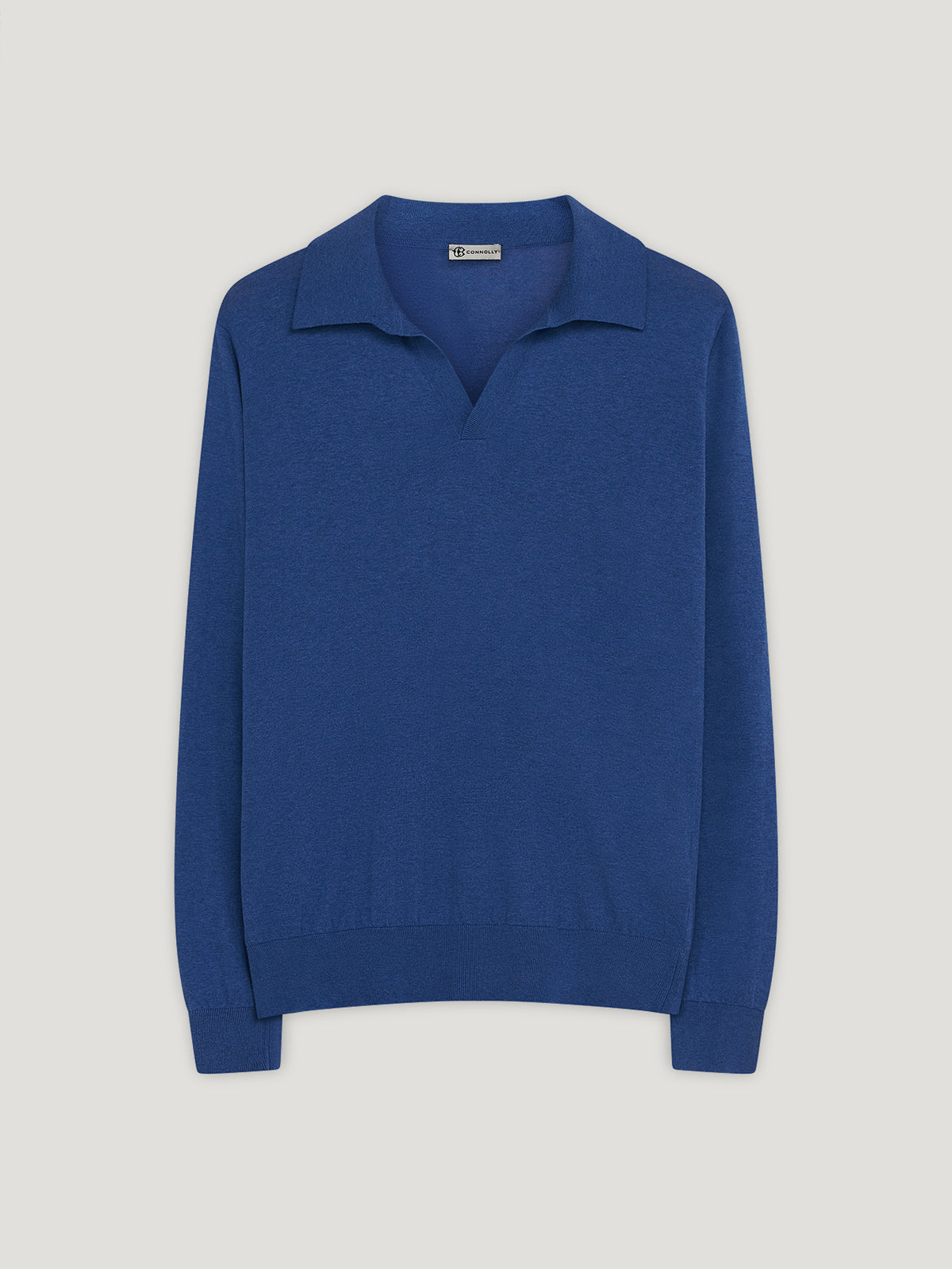 Denim Open Collar Long Sleeve Polo - Connolly