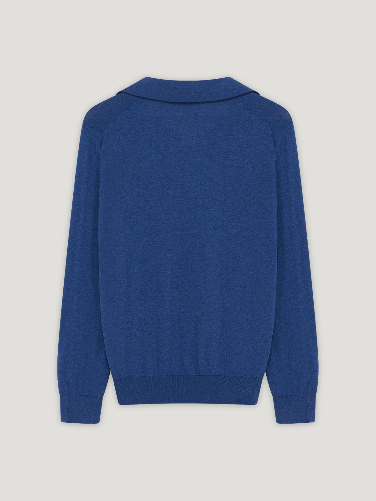 Denim Open Collar Long Sleeve Polo - Connolly