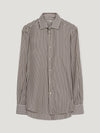 Brown Tencel Stripe Shirt - Connolly