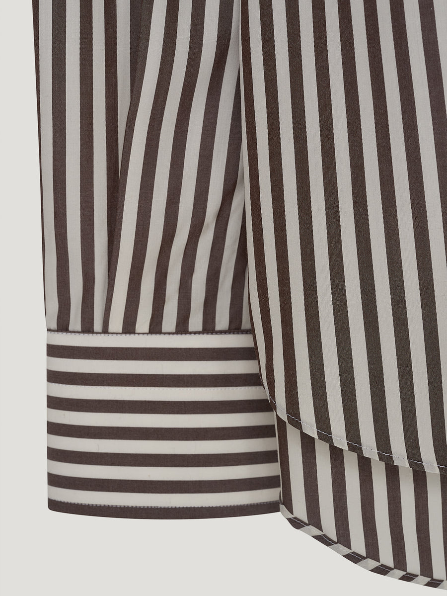 Brown Tencel Stripe Shirt - Connolly