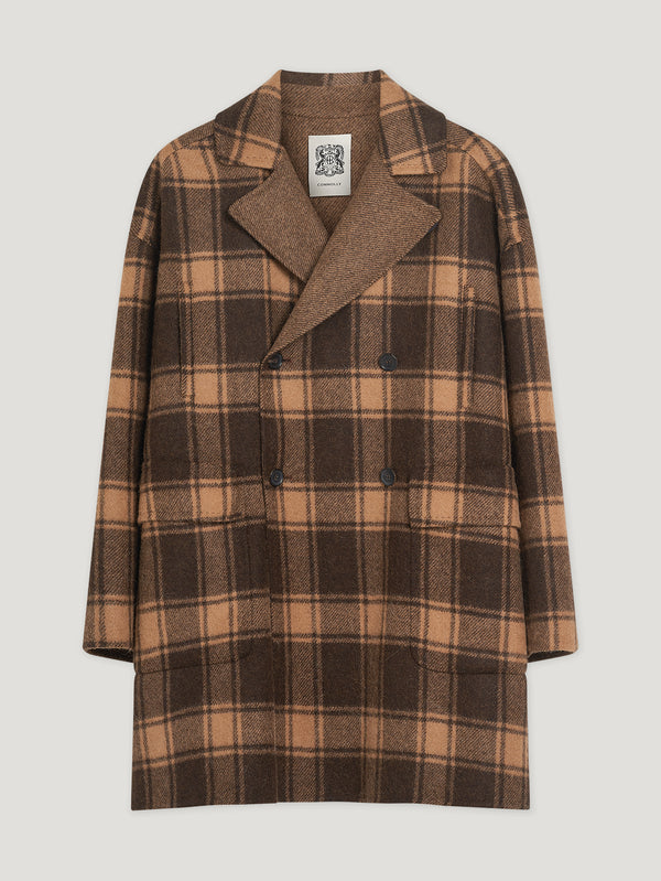 Brown Check Oversized Car Coat