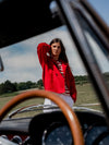 Red Wool Short Double Breasted Mac