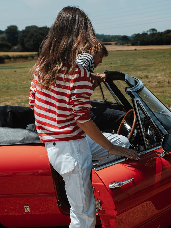 Red Rally Stripe Sweater