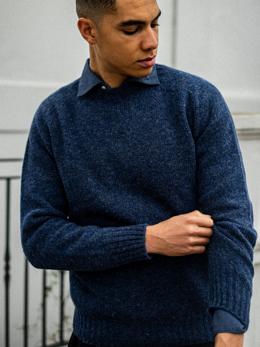 Denim Shetland Crew Neck - Connolly