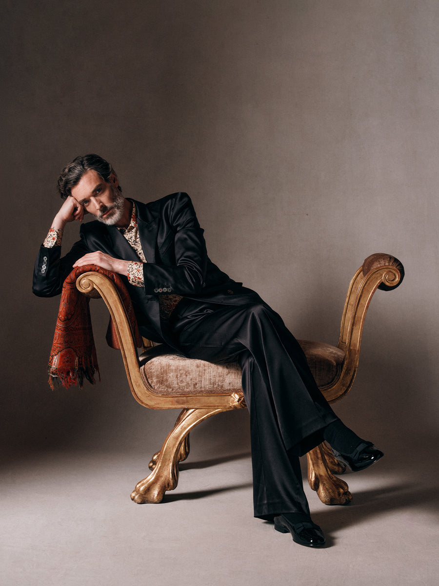 Black Double Breasted Silk Satin Jacket - Connolly