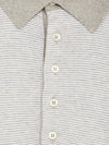 Grey/Off White Stripe Polo Shirt