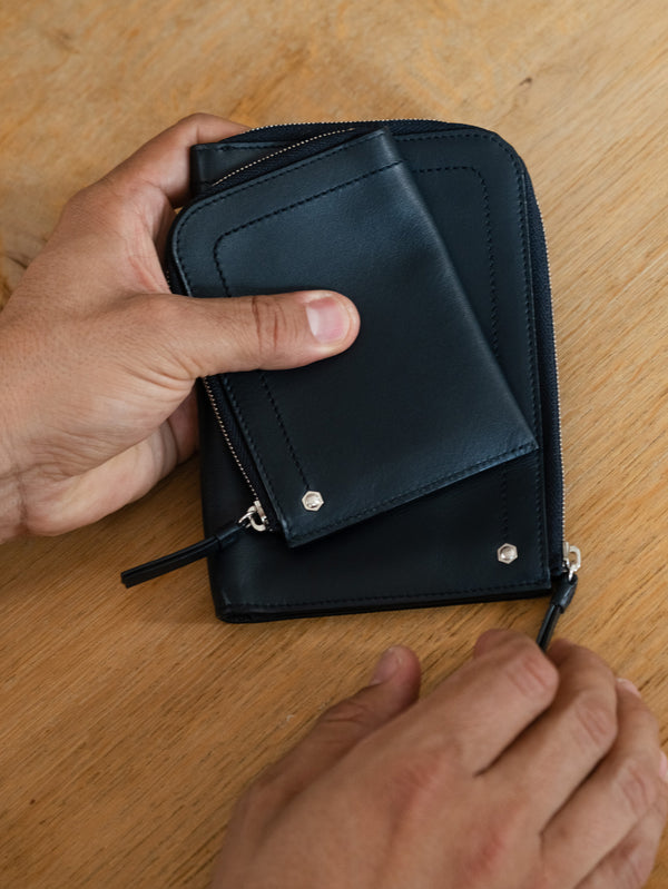 Navy Hex Half Medium Wallet 1945 - Connolly