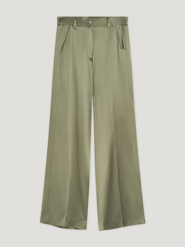 Khaki Classic Silk Trousers