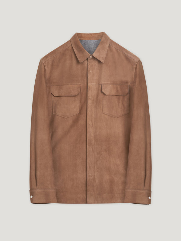 Brown Suede Shirt with Cashmere Lining