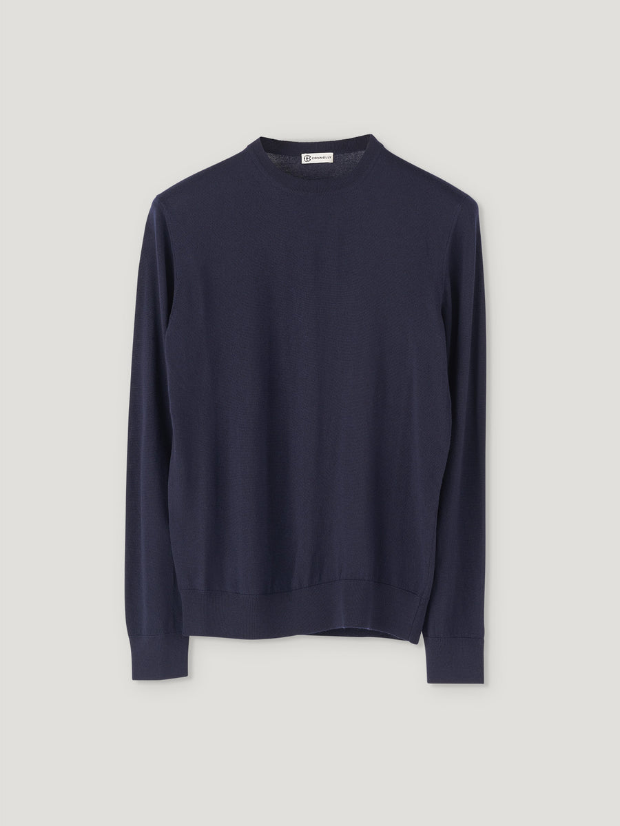Navy Classic Merino Crew Neck - Connolly