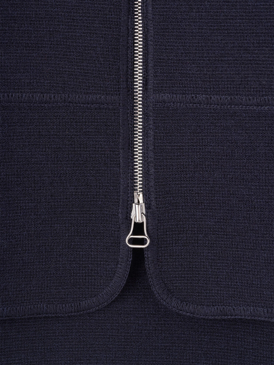 Navy Wool Drop Back Car Vest - Connolly