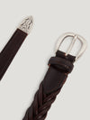 Dark Brown Plaited Leather Belt
