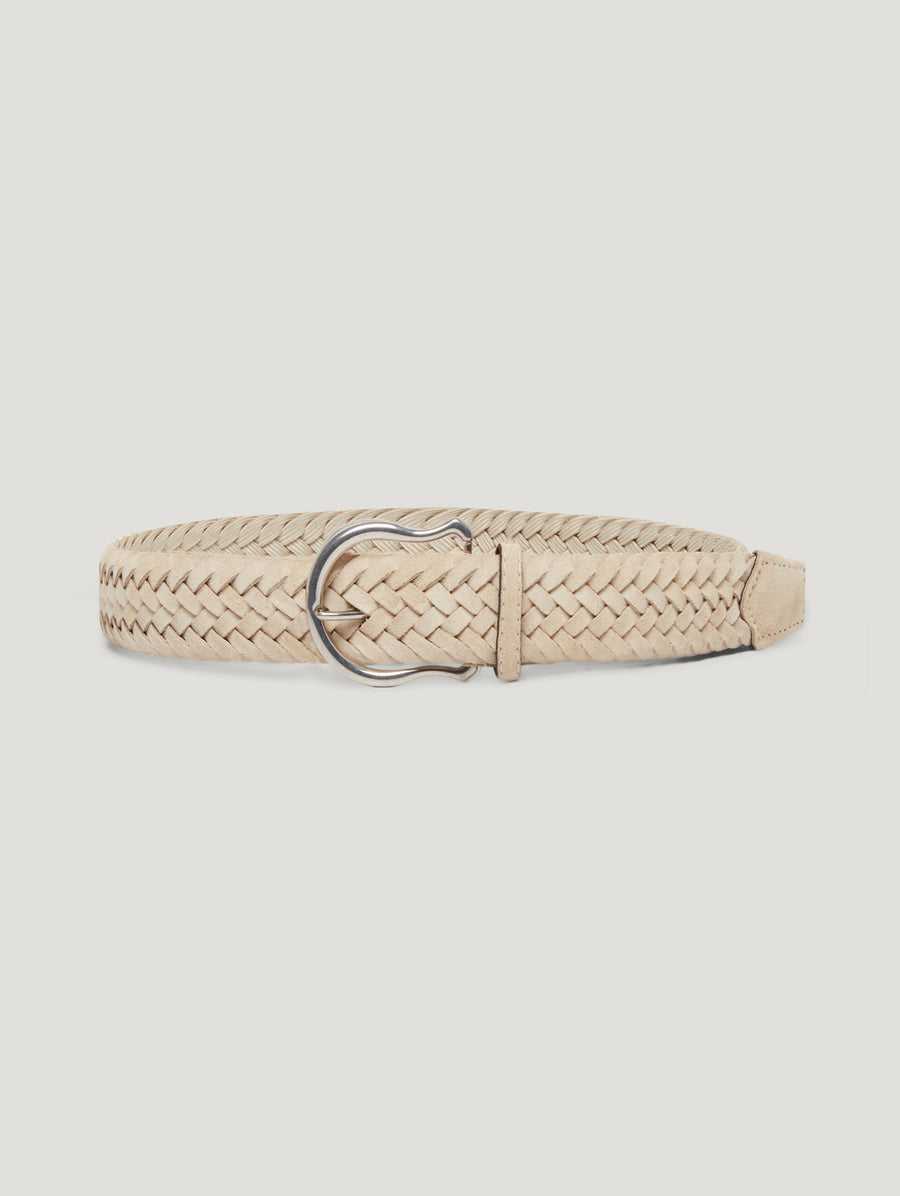 Sand Plaited Suede Belt - Connolly