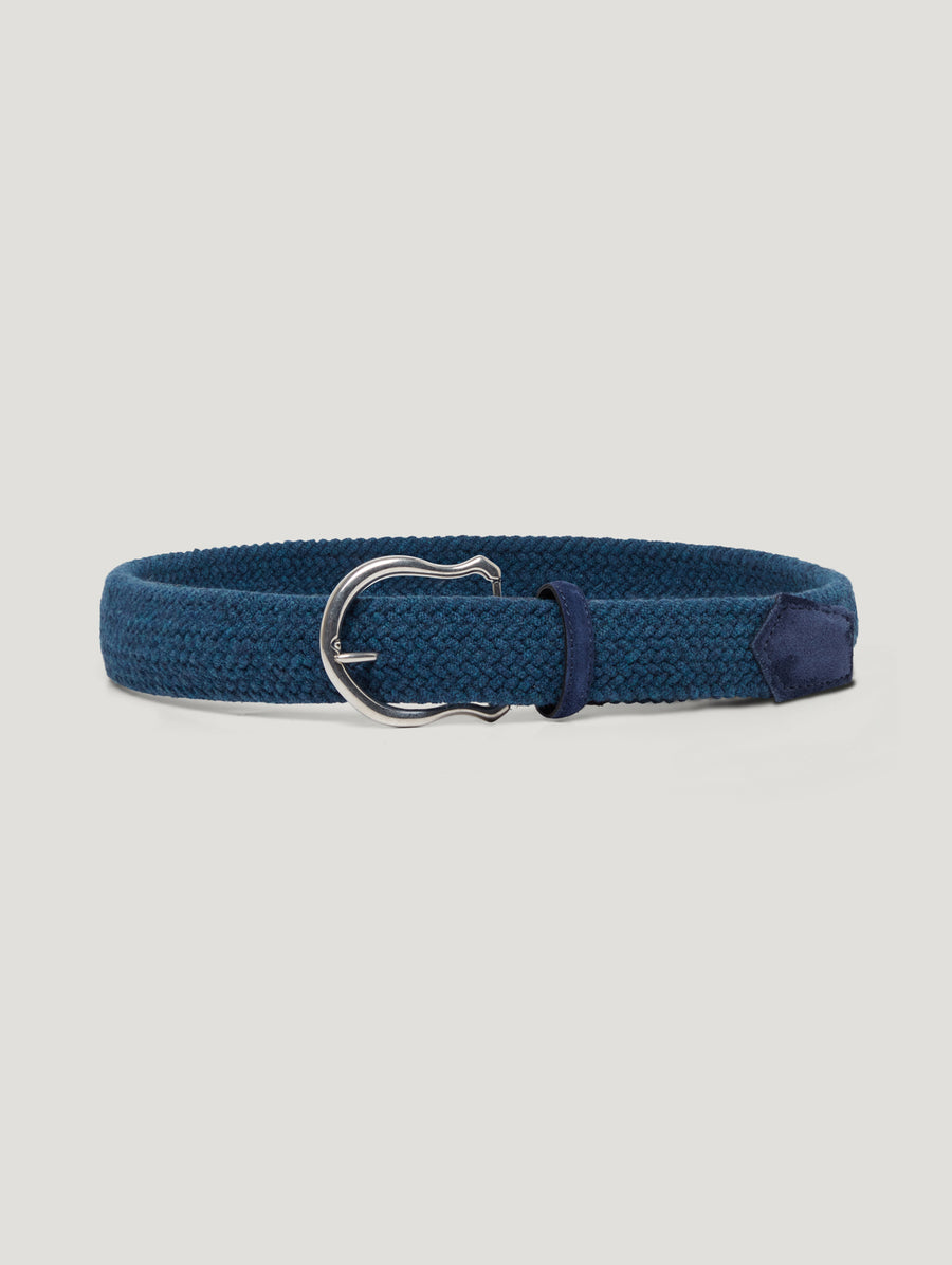 Blue Plaited Wool Belt