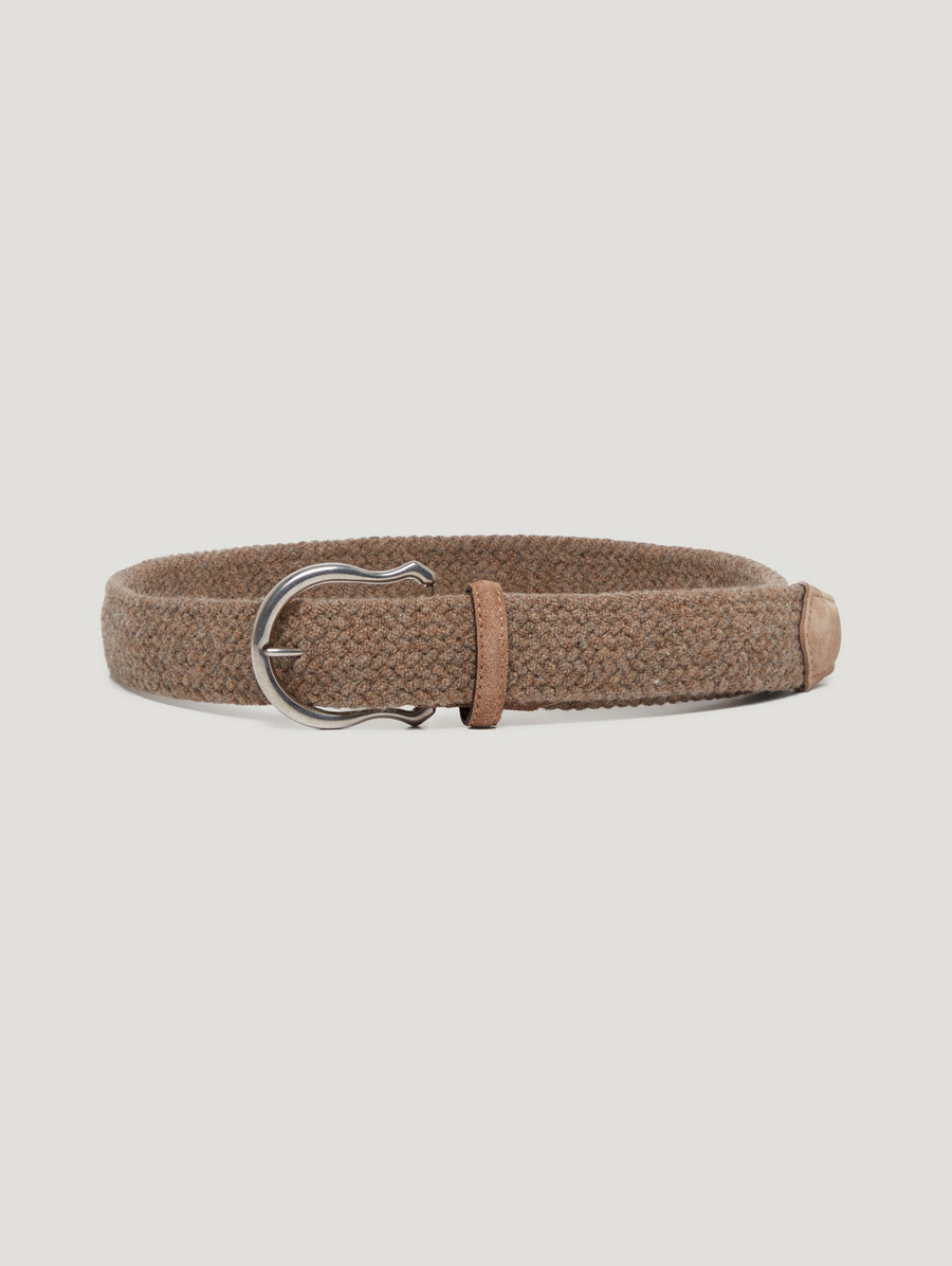 Brown Plaited Wool Belt