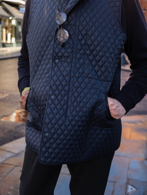 Navy Patch Pocket Quilted Gilet