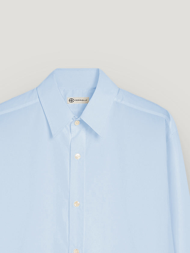 Pale Blue Regular Collar Single Cuff Shirt - Connolly