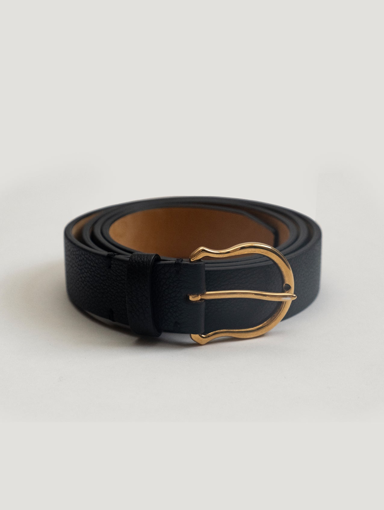 Black Grain Gold Shield Buckle Belt | Connolly Leather Belts Black Grain Gold Shield Buckle Belt | Connolly Leather Belts