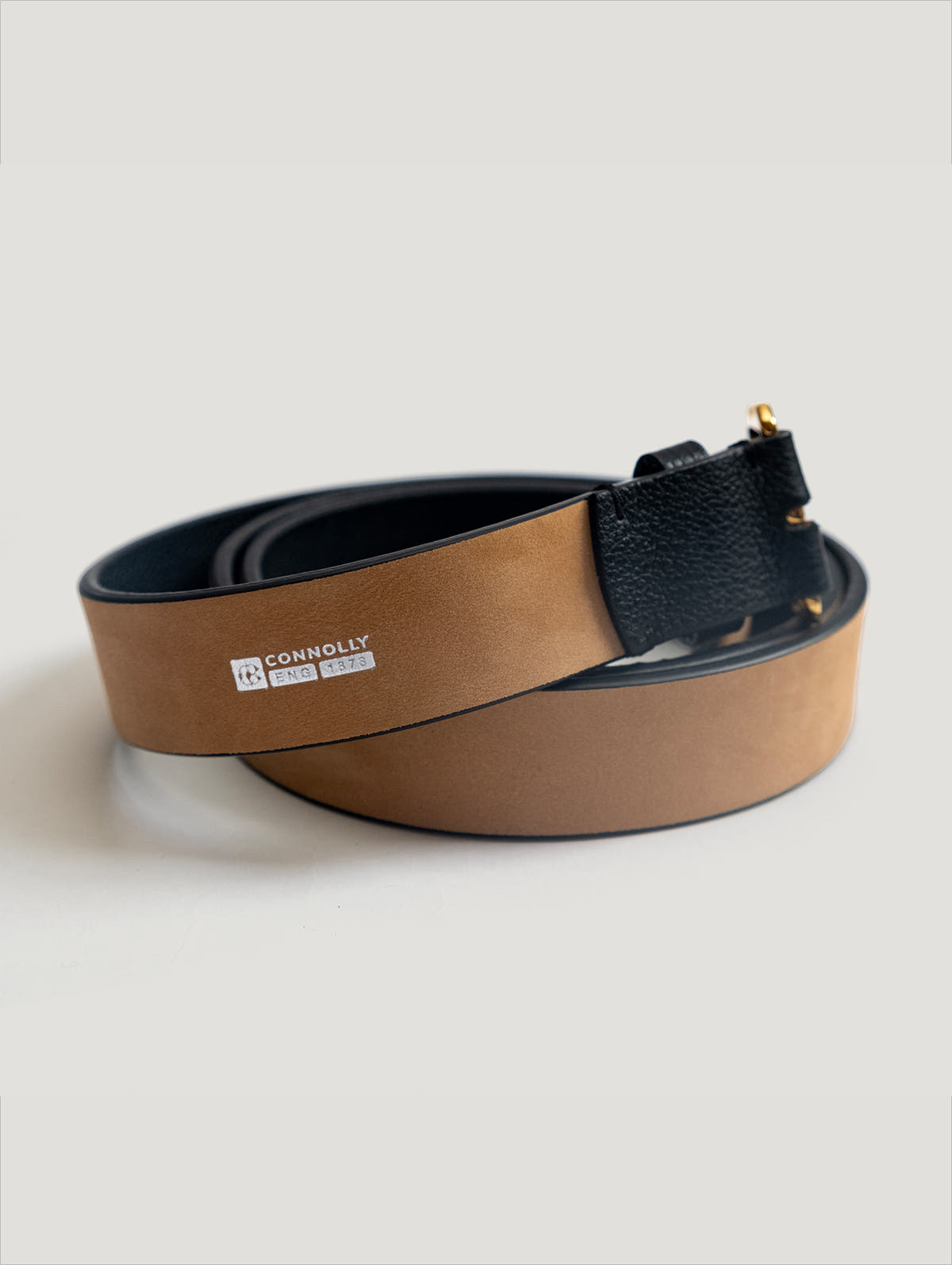 Black Grain Gold Shield Buckle Belt - Connolly