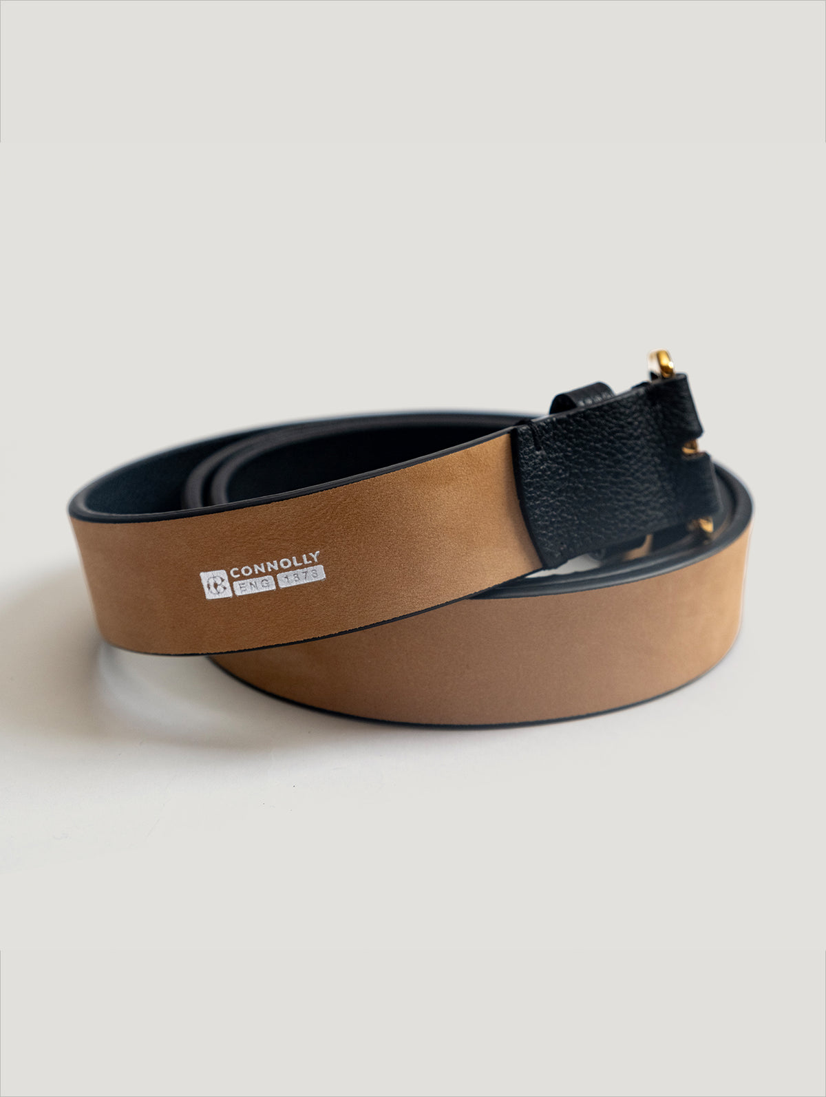 Black Grain Gold Shield Buckle Belt - Connolly