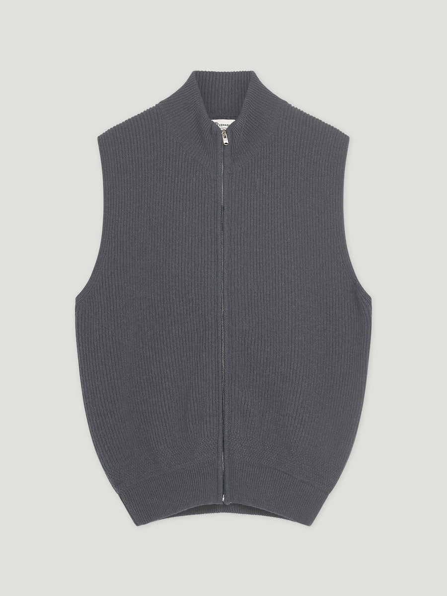 Anthracite Cashmere Driving Gilet - Connolly