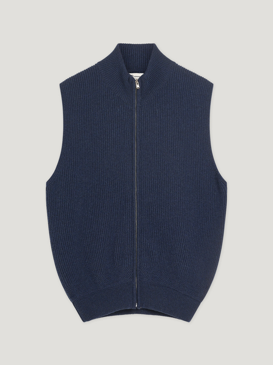 Denim Cashmere Driving Gilet - Connolly