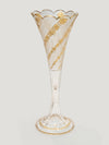 Diamond Cut Gilt Floral Engraved Glass Vases