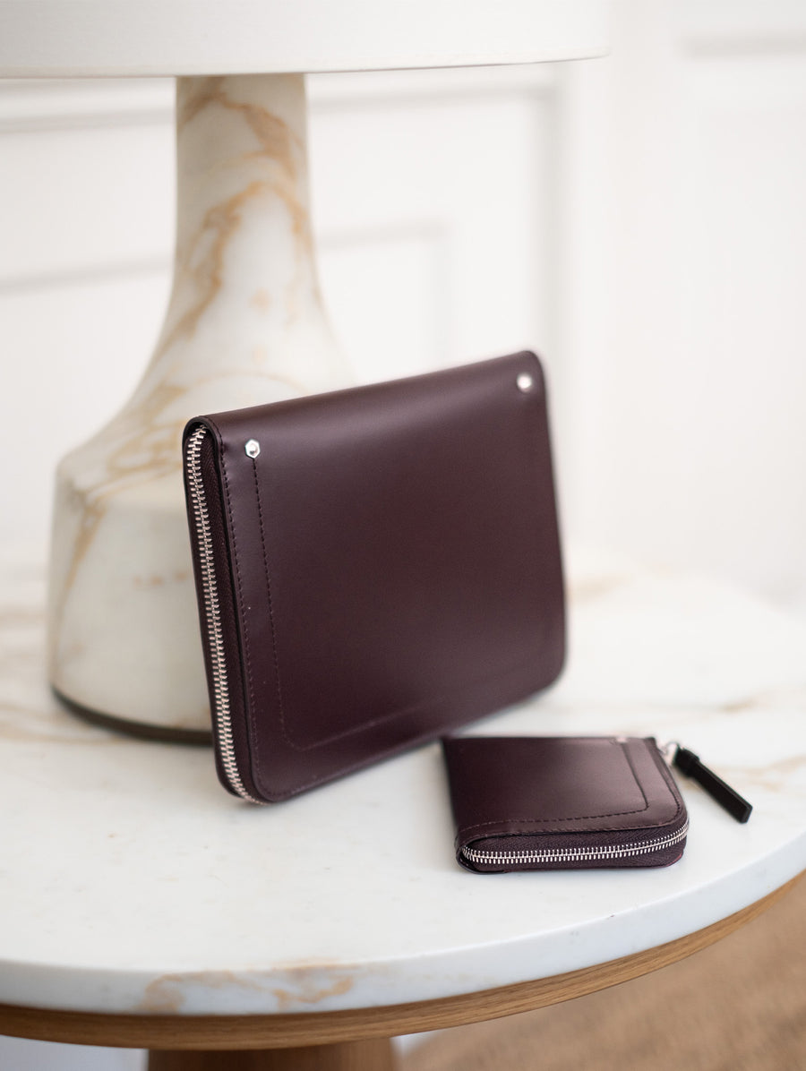 Burgundy Zip Around Travel Wallet - Connolly