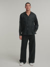 Black Wide Leg Linen Trousers