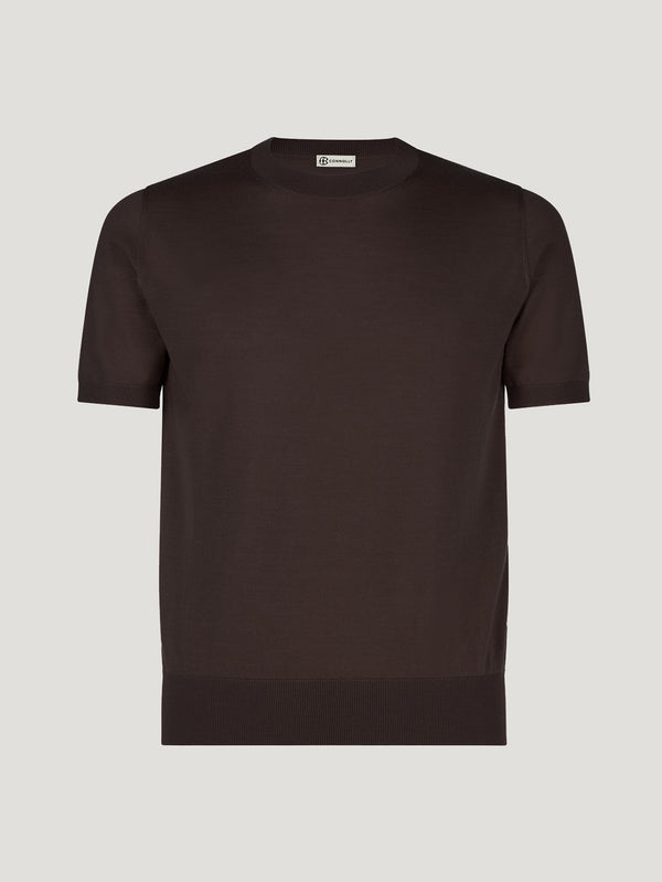 Connolly England | Dark Brown Classic Cashmere & Silk T-Shirt