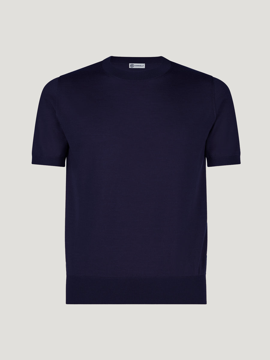 Navy Classic Cashmere & Silk T-Shirt - Connolly