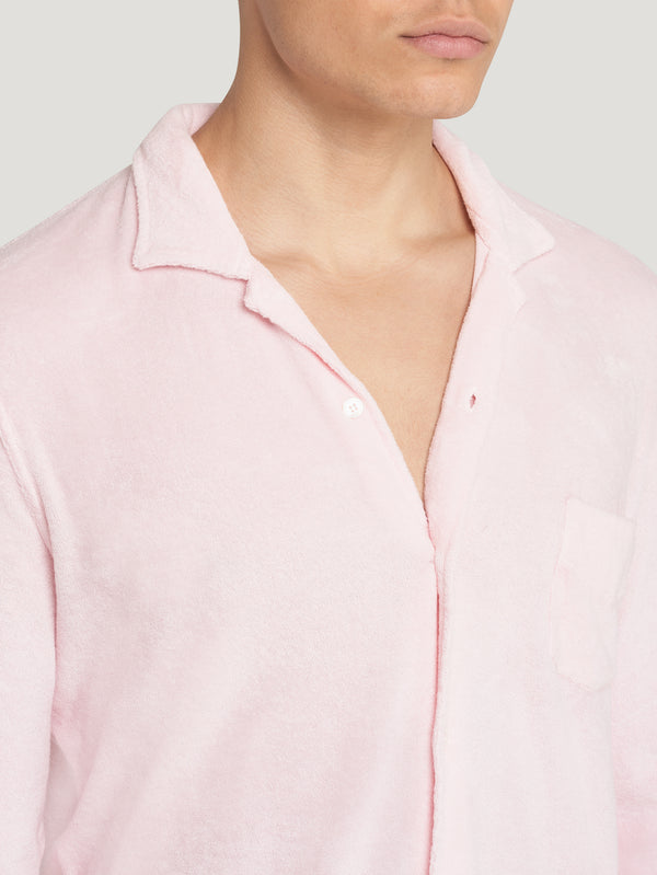 Pink Terry Long Sleeve Polo