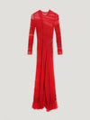 Red Sculpture Lace Maxi Dress