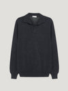 Anthracite Cashmere Open Collar Polo