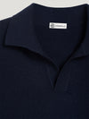 Navy Cashmere Open Collar Polo