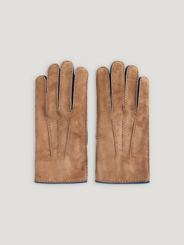 Blue/Brown Mens Bicolor Nappa Gloves