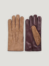 Burgundy/Brown Mens Bicolor Nappa Gloves