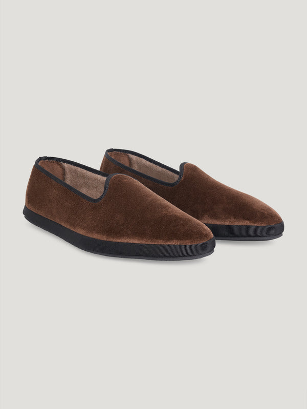 Brown Velvet Slippers