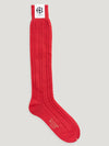 Red Cable Rib Knee High Socks