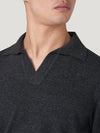 Anthracite Cashmere Open Collar Polo